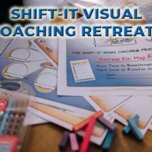 SHIFT-IT Online Retreat shows a table full of visual maps, markers and the SHIFT-IT manual